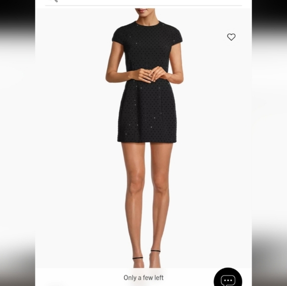 Toccin Kristen Structured Black Rhinestone Embellished Short Sleeve Mini Dress - Picture 10 of 11